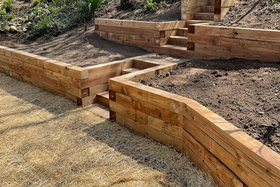 Pressure-Treated Timber Wall